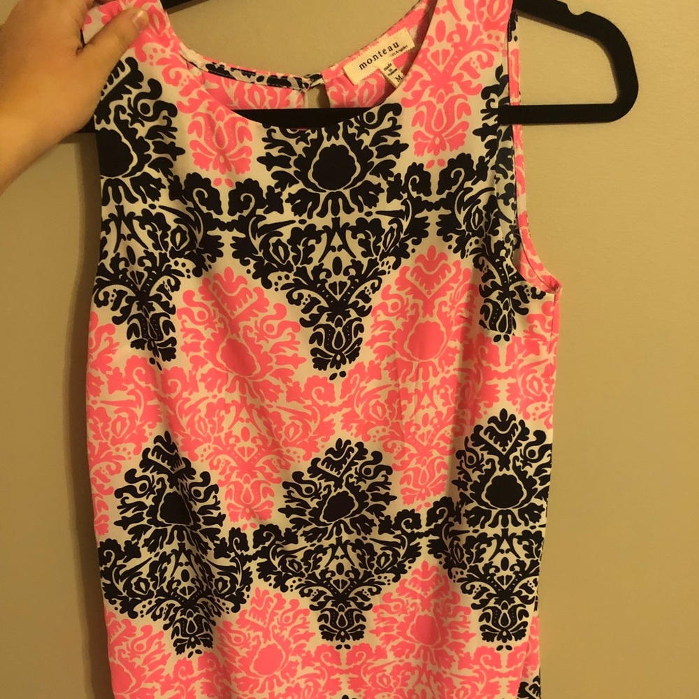 Hot pink and navy summer dress